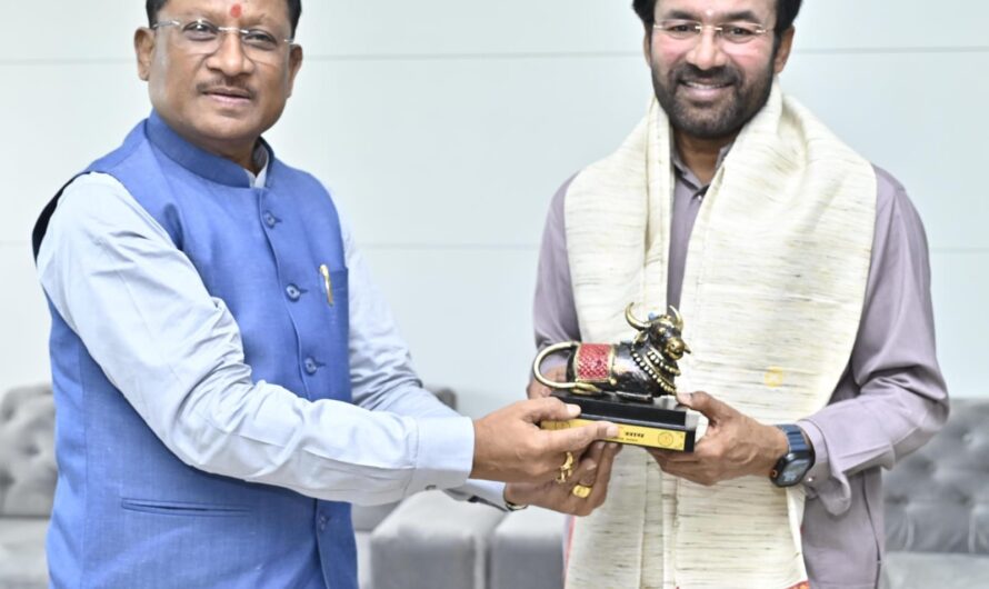 मुख्यमंत्री विष्णु देव साय से केंद्रीय कोयला एवं खान मंत्री जी. किशन रेड्डी ने सौजन्य मुलाकात की