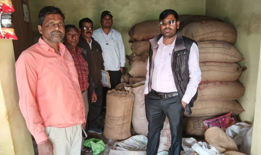 कलेक्टर जन्मेजय महोबे के निर्देशन में अवैध धान भंडारण पर कार्रवाई, 131.60 क्विंटल अवैध धान जप्त