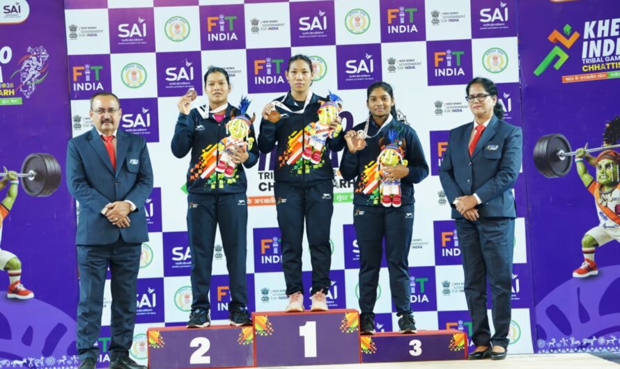 खेलो इंडिया ट्राइबल गेम्स 2026: 58 किग्रा महिला वेटलिफ्टिंग में अरुणाचल की अनाई वांग्सू ने जीता स्वर्ण
