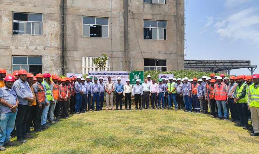 औद्योगिक स्वास्थ्य एवं सुरक्षा विभाग के निर्देशानुसार जे एस डब्लू महानदी पावर कंपनी लिमिटेड, में  मॉकड्रिल का आयोजन